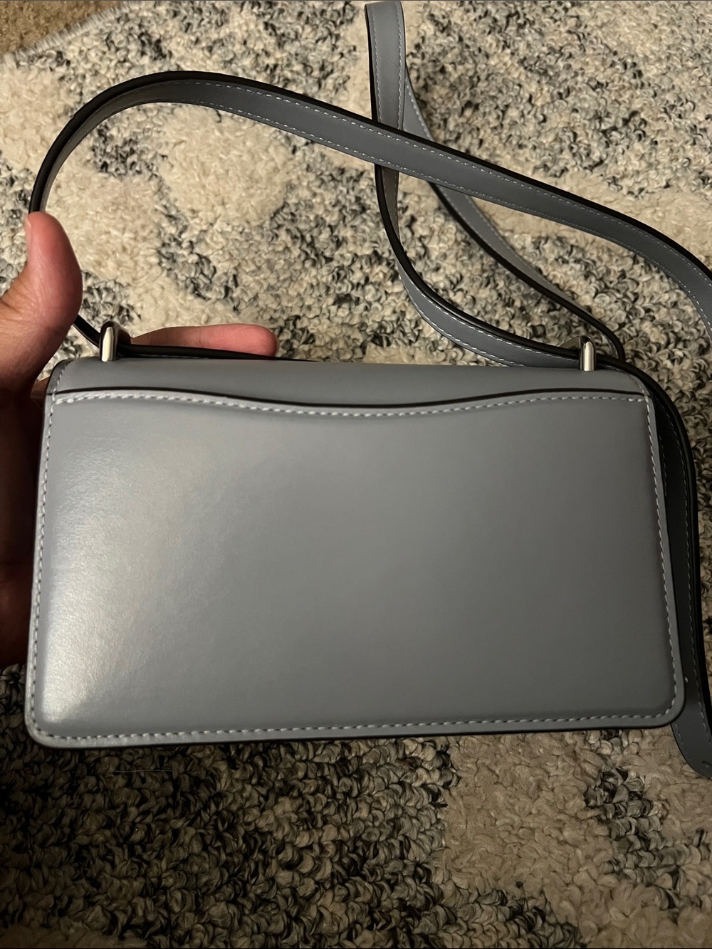 Bandit Coach Turnlock Leather Crossbody Bag in Grayish blue. Or light blue. - Picture 7 of 9
